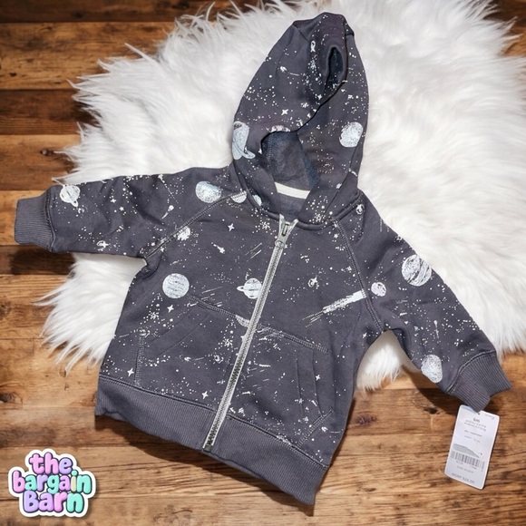 Carter's Other - !!SALE!! Carter’s NWT Infant 100% Cotton Grey Space Zip-Up Hooded Jacket (6M)